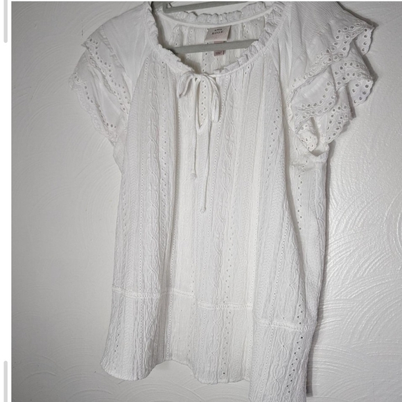 Pre -owned Knox Rose White Eyelet Blouse with Ruffle Sleeves - Picture 7 of 8